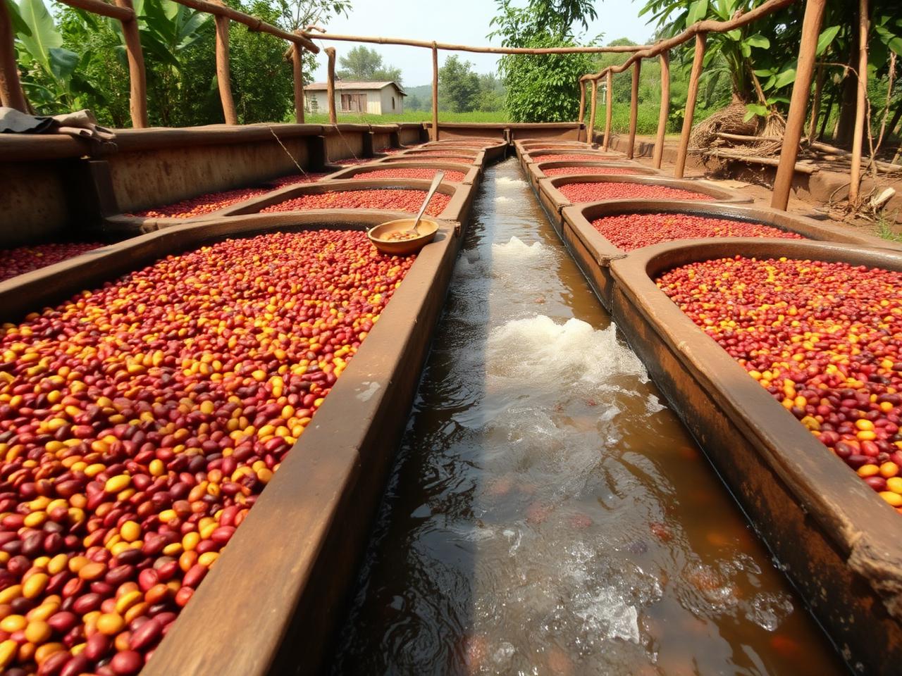 Kenyan coffee washing station